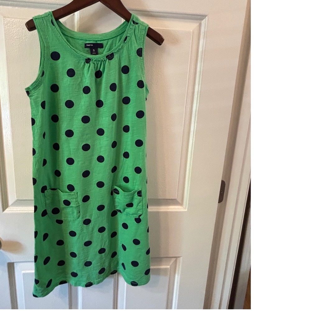 Gap Kids Green Polka Dot Sleeveless Pocket Shift Dress 
Girls ~ XL 12